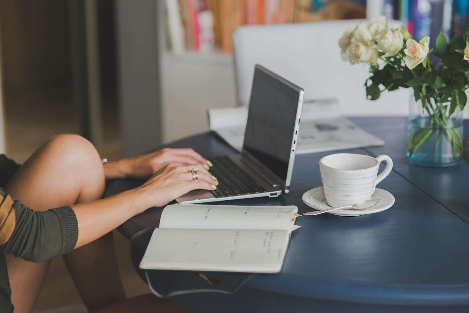 A person researching how to increase her social media engagement with Pinterest.